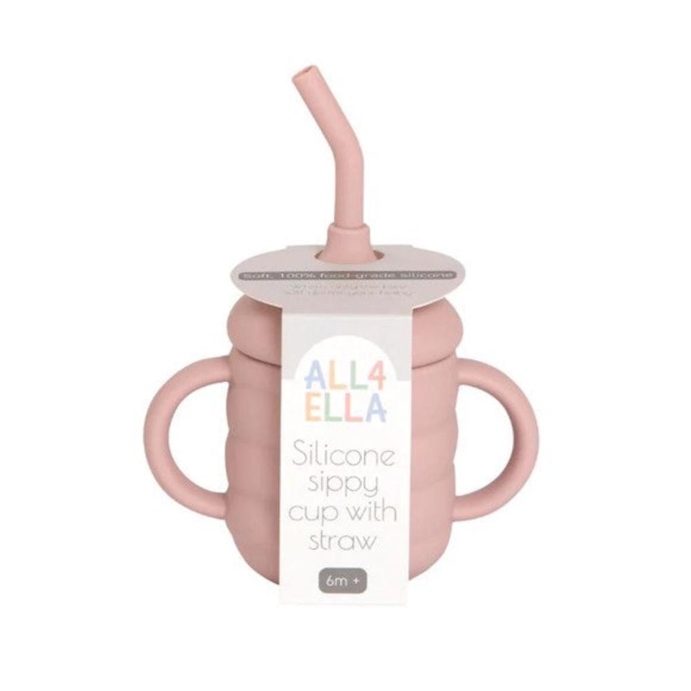 All4Ella Silicone Sippy Cup with Straw - Dusty Pink