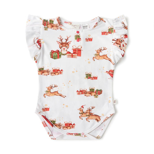 Snuggle Hunny Short Sleeve Bodysuit with Frill - Reindeer