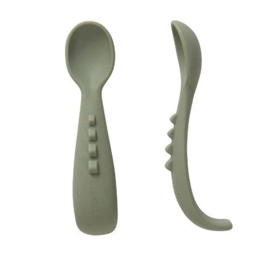 All4Ella Comfy Grip Silicone Spoons - 2 pk - Olive