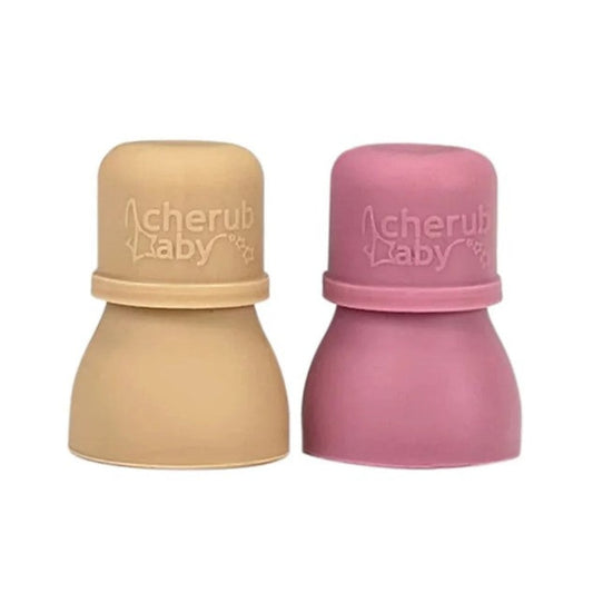 Cherub Baby Universal Food Pouch Spouts - 2 pk Dusty Rose/Sand