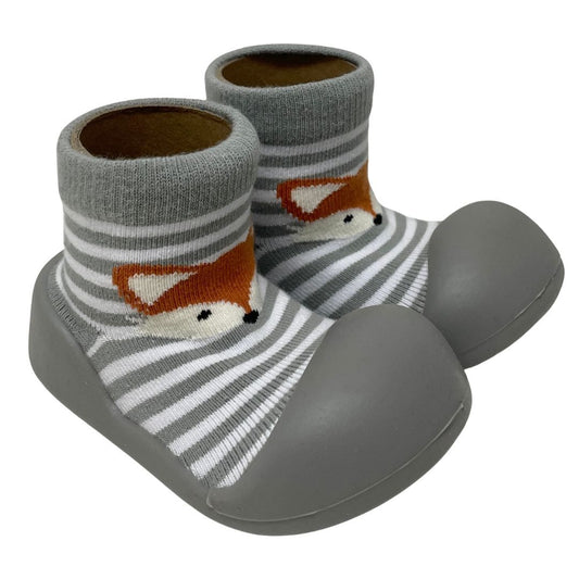 ES Kids Rubber Soled Socks - Fox with Grey Stripe