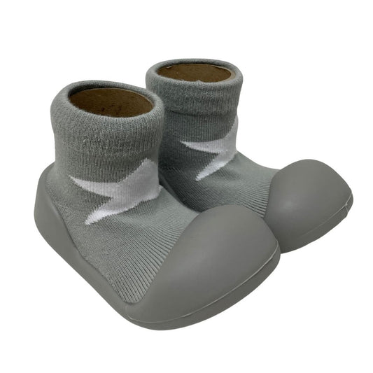 ES Kids Rubber Soled Socks - Grey with White Star