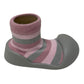 ES Kids Rubber Soled Socks - Pink/Grey Stripe