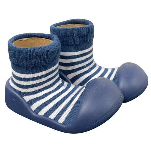 ES Kids Rubber Soled Socks - Navy Stripe