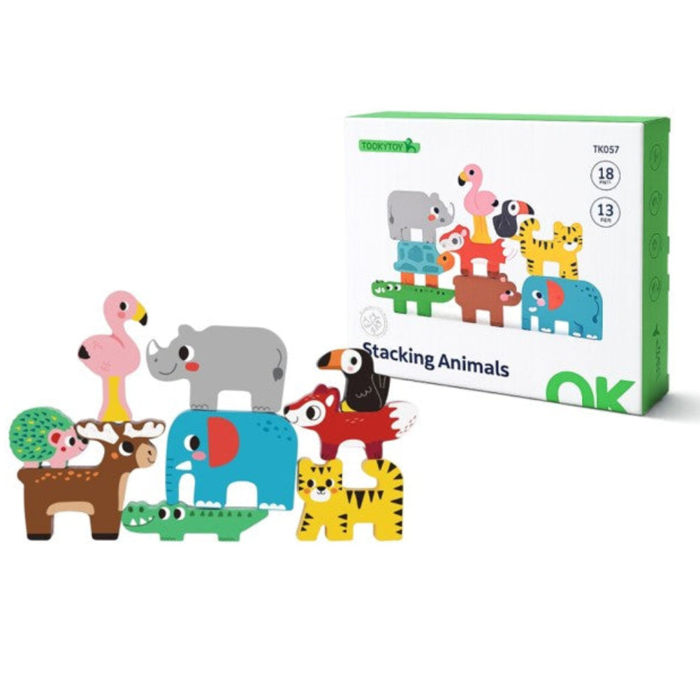 Tooky Toys Stacking Animals Wooden Blocks