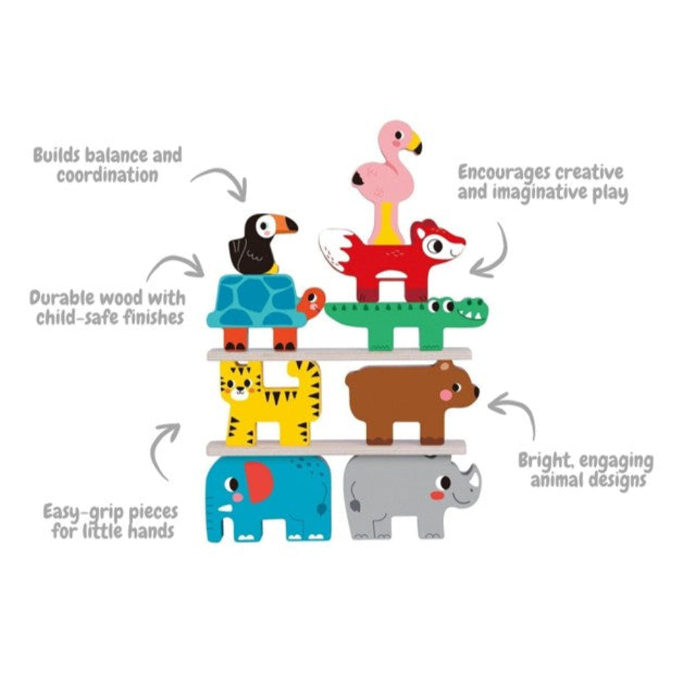Tooky Toys Stacking Animals Wooden Blocks