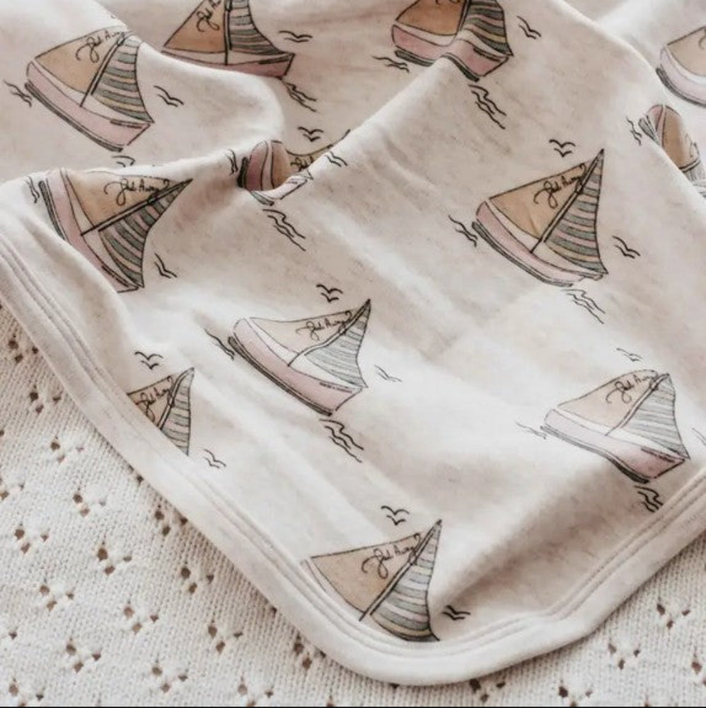 Bencer and Hazelnut Jersey Swaddle - Sail Away