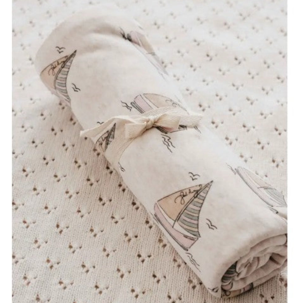 Bencer and Hazelnut Jersey Swaddle - Sail Away
