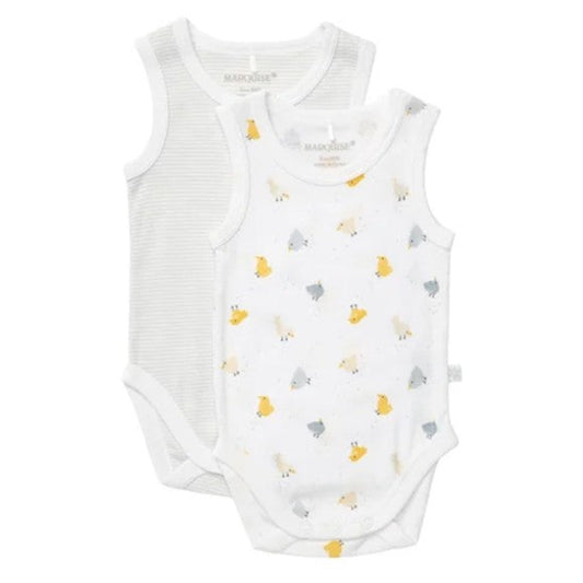 Marquise Sleeveless Bodysuit - 2 Pk Grey Stripe/Print