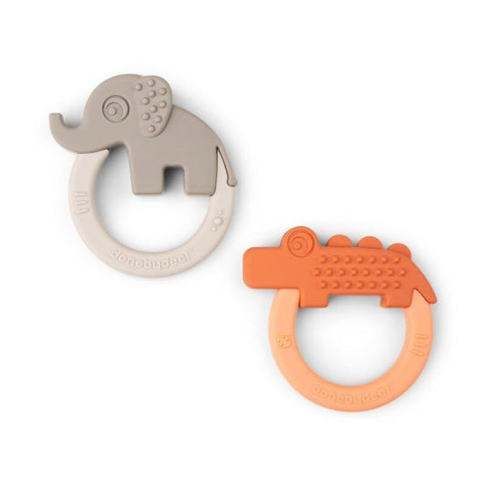 Done by Deer Silicone Teether 2 pk - Papaya/Sand