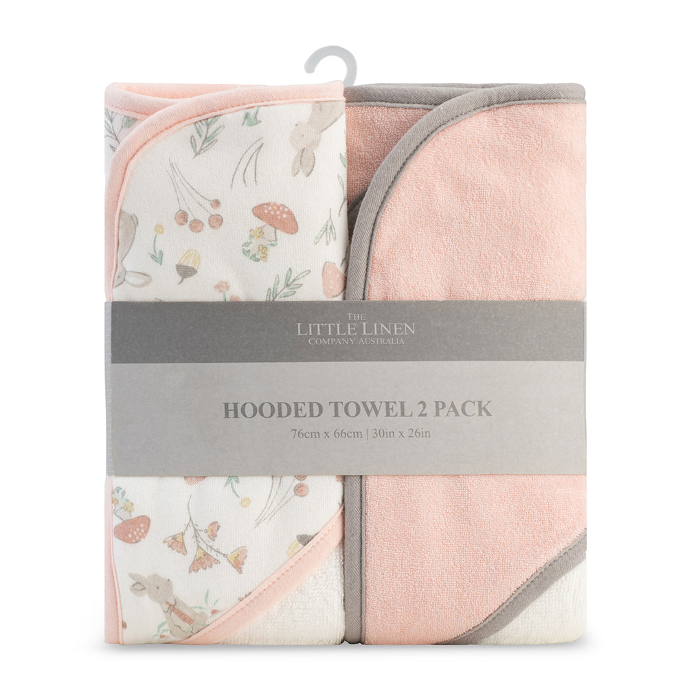 Little Linen Hooded Towel 2 Pk - Harvest Bunny