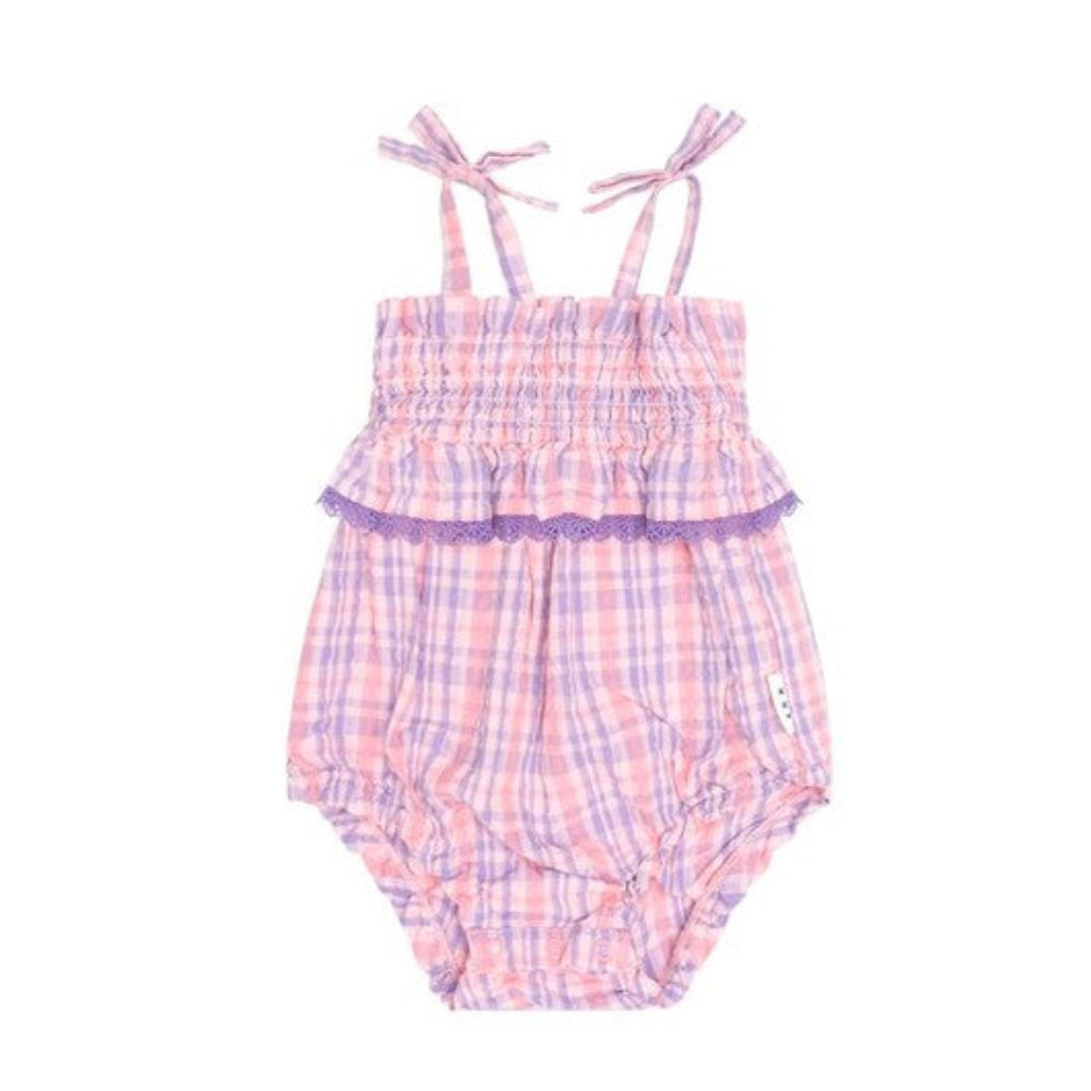 Huxbaby Tropical Check Tie Romper