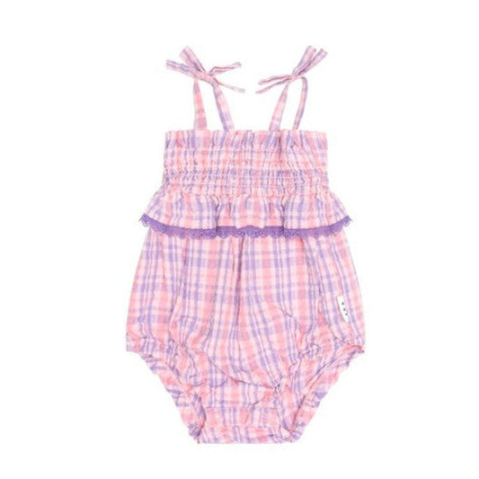 Huxbaby Tropical Check Tie Romper