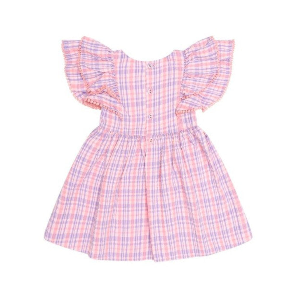 Huxbaby Floral Emb Tropical Check Dress