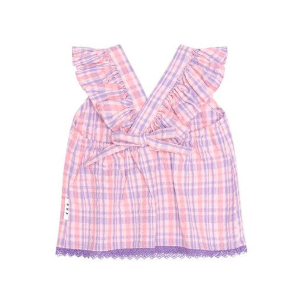 Huxbaby Tropical Check Tie Top