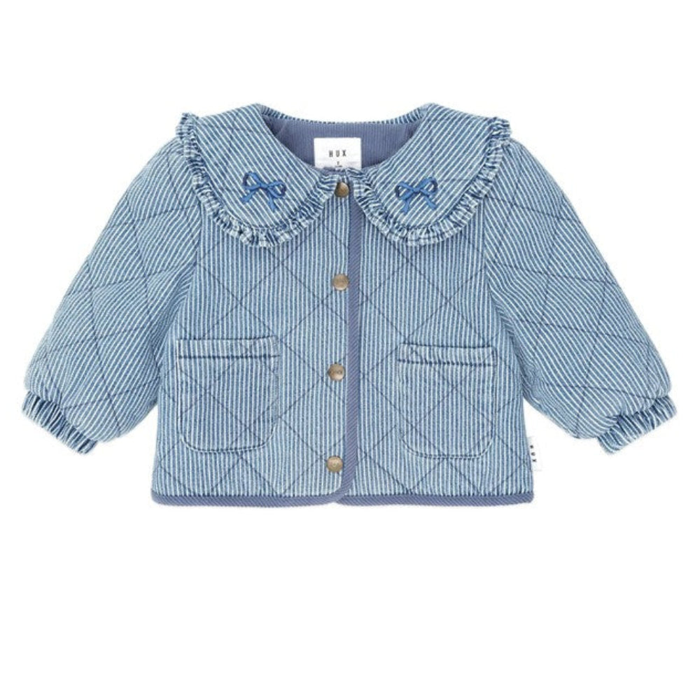 Huxbaby Vintage Bow Collar Denim Jacket
