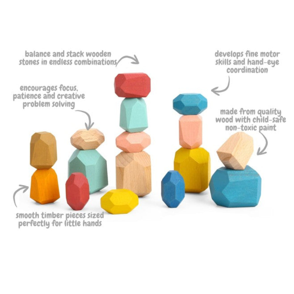 Tooky Toys Wooden Stacking Stone Blocks