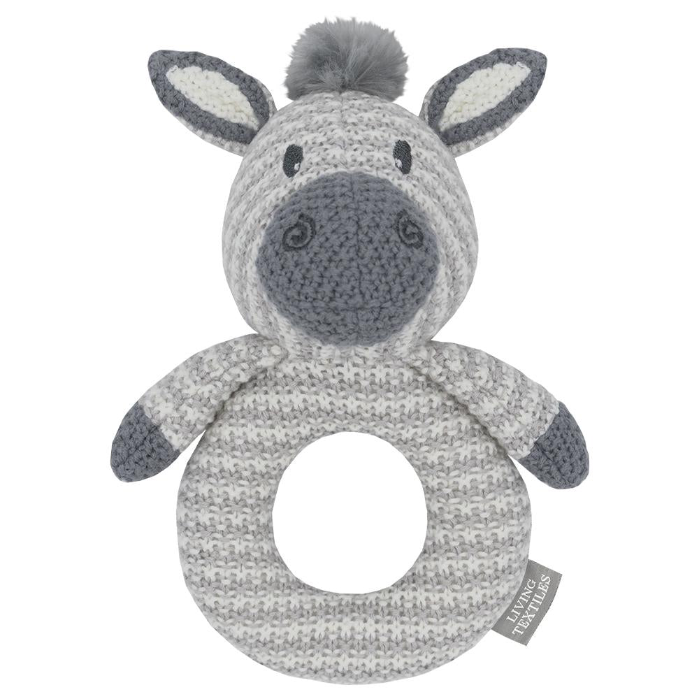 Living Textiles Whimsical Knitted Ring Rattle - Zac the Zebra