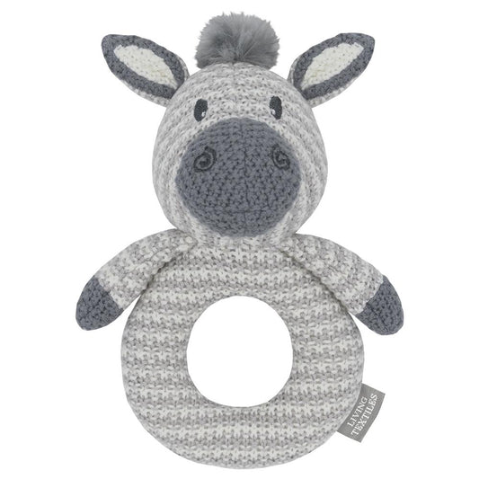 Living Textiles Whimsical Knitted Ring Rattle - Zac the Zebra