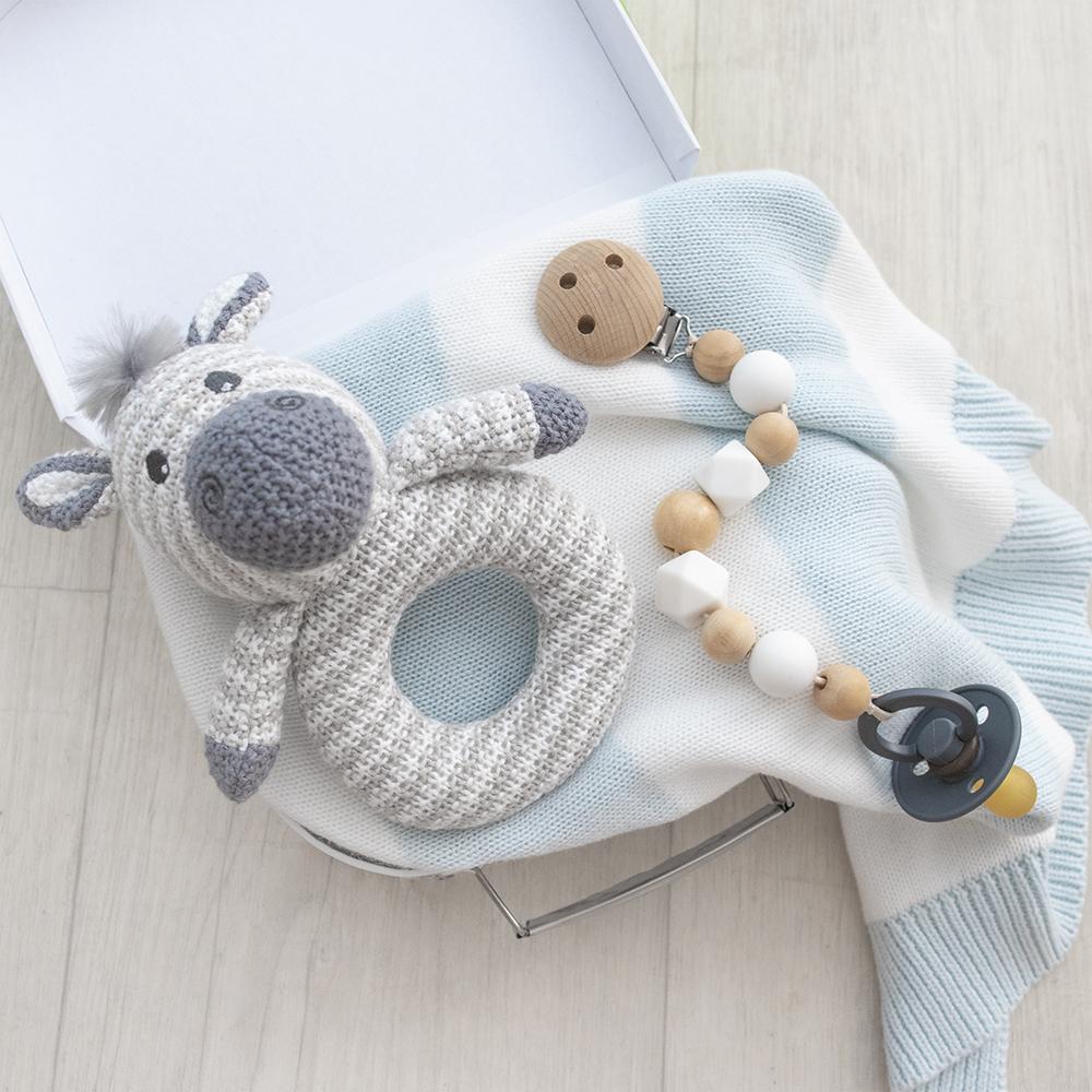 Living Textiles Whimsical Knitted Ring Rattle - Zac the Zebra