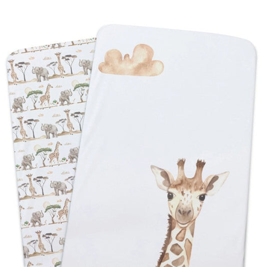 Bubba Blue Bamboo 2pk Jersey Co Sleeper/Bedside Sleeper Fitted Sheets - Adventure