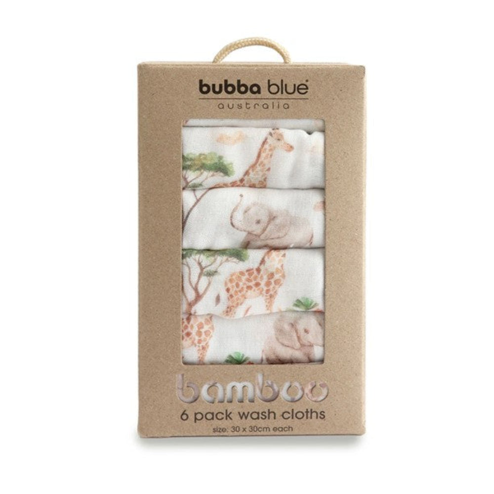 Bubba Blue Bamboo 6pk Muslin Face Washers - Adventure