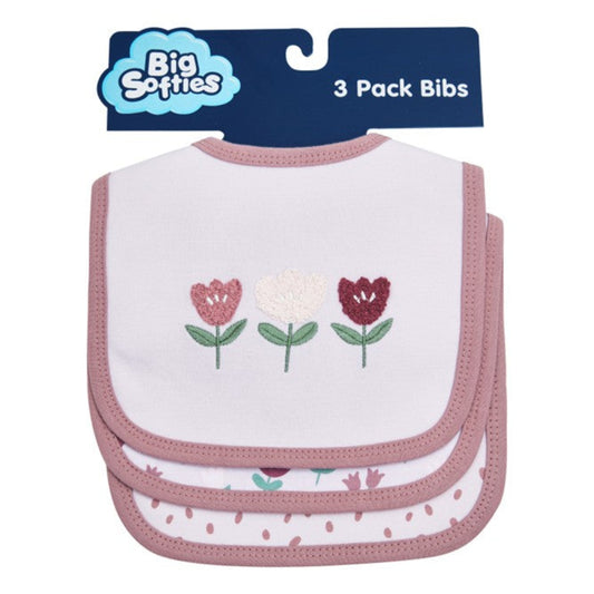 Big Softies 3 Pack Applique And Printed Bibs – Tulip