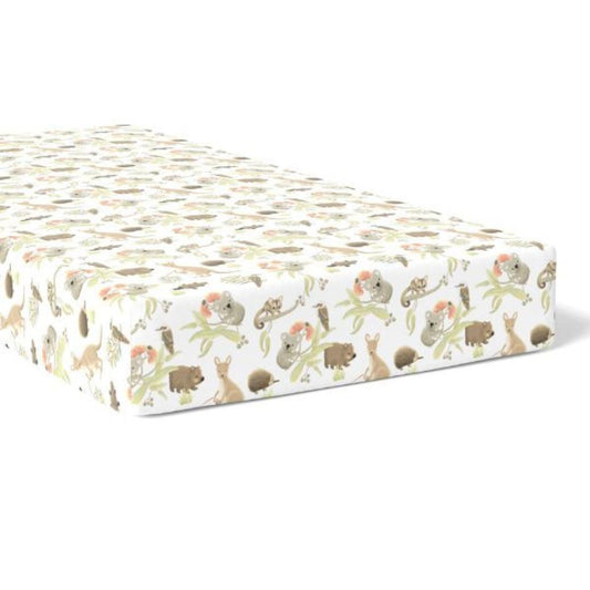 Bubba Blue Aussie Animals Jersey Cot Fitted Sheet