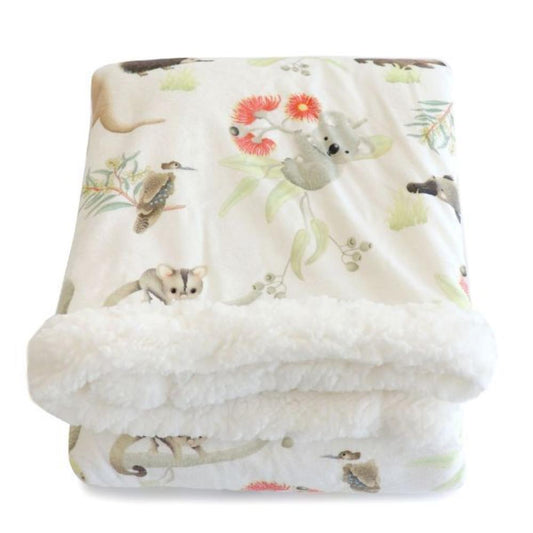 Bubba Blue Aussie Animals Reversible Fleece Cuddle Blanket