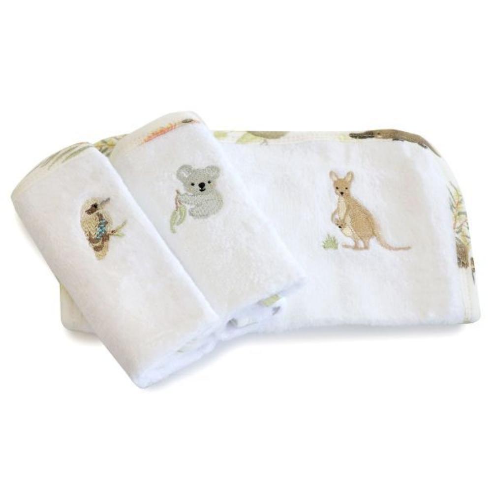 Bubba Blue Aussie Animals 3pk Wash Cloths