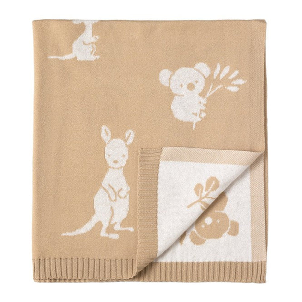 Living Textiles Knitted Pram Blanket - Australiana