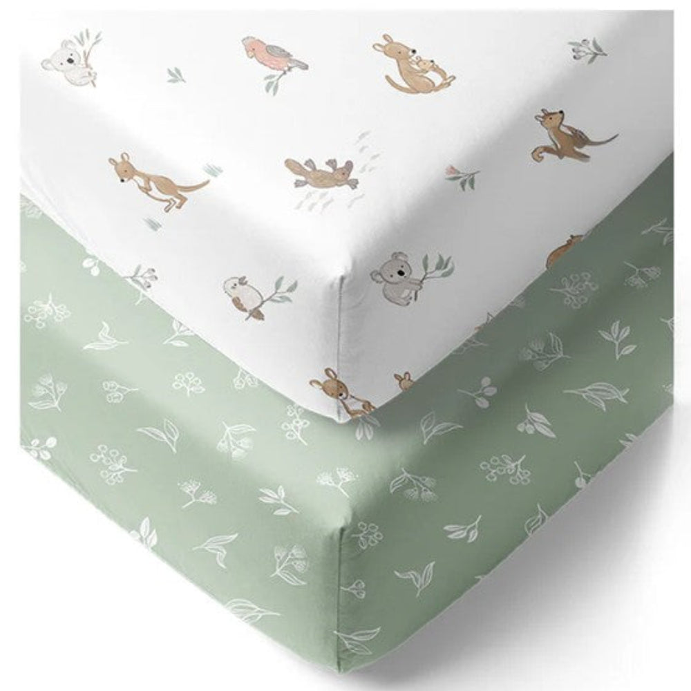 Living Textiles 2pk Jersey Cot Fitted Sheets - Australiana
