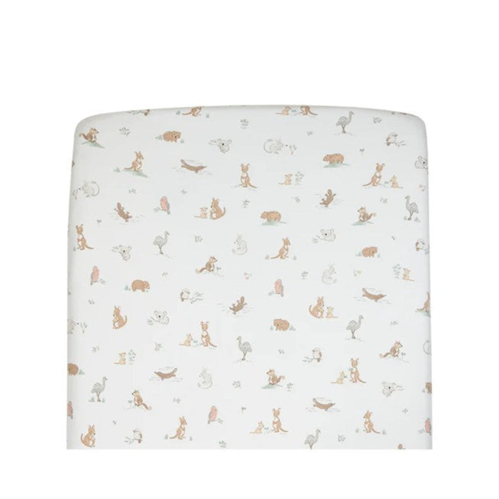 Living Textiles Port a Cot Fitted Sheet - Australiana