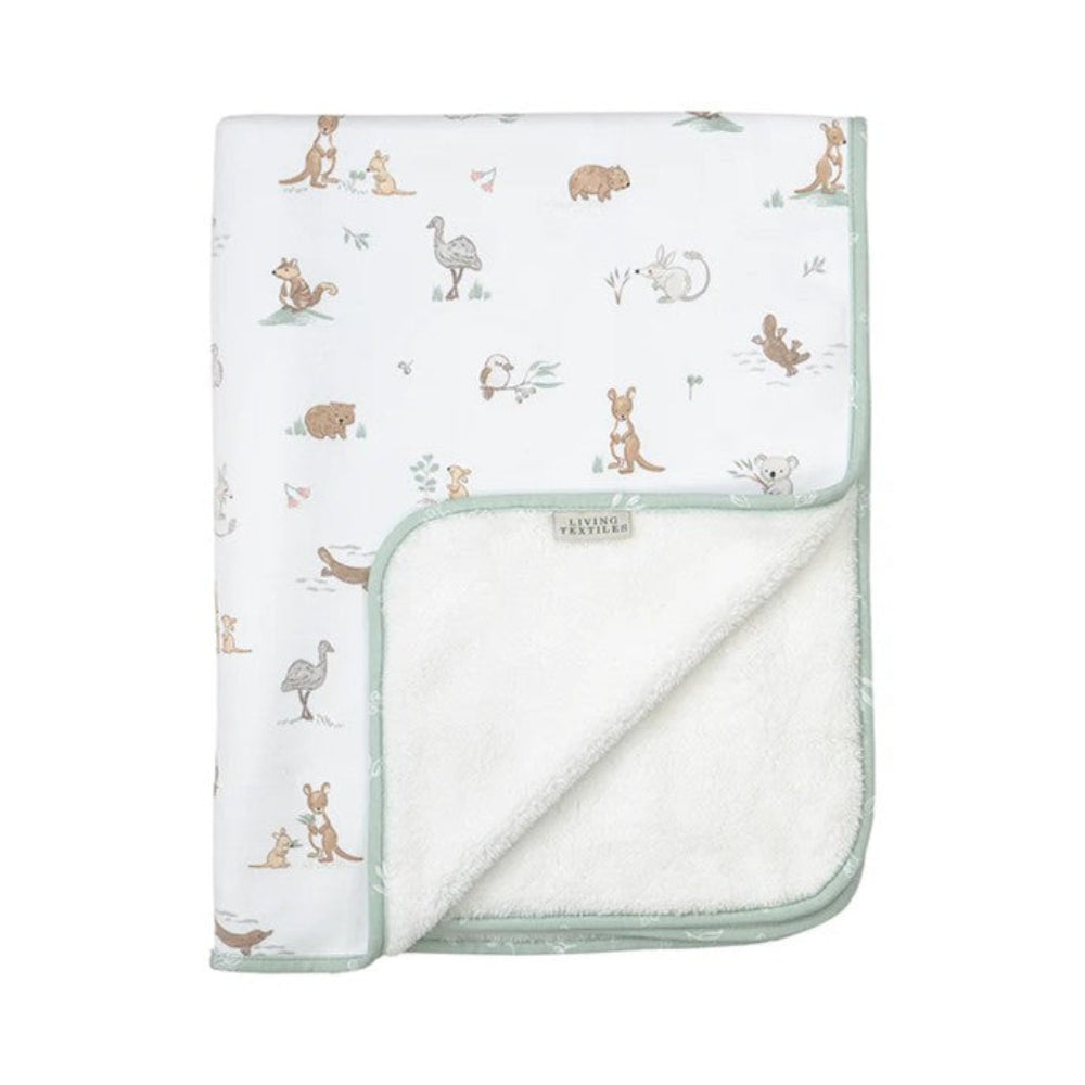 Living Textiles Jersey Sherpa Pram Blanket - Australiana