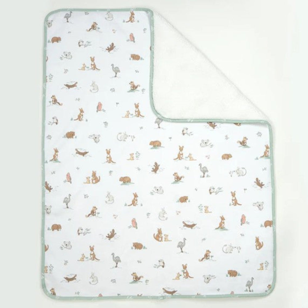 Living Textiles Jersey Sherpa Pram Blanket - Australiana