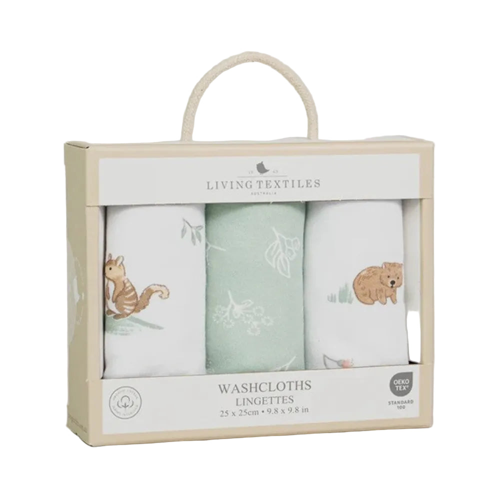 Living Textiles 3 pk Wash Cloths - Australiana