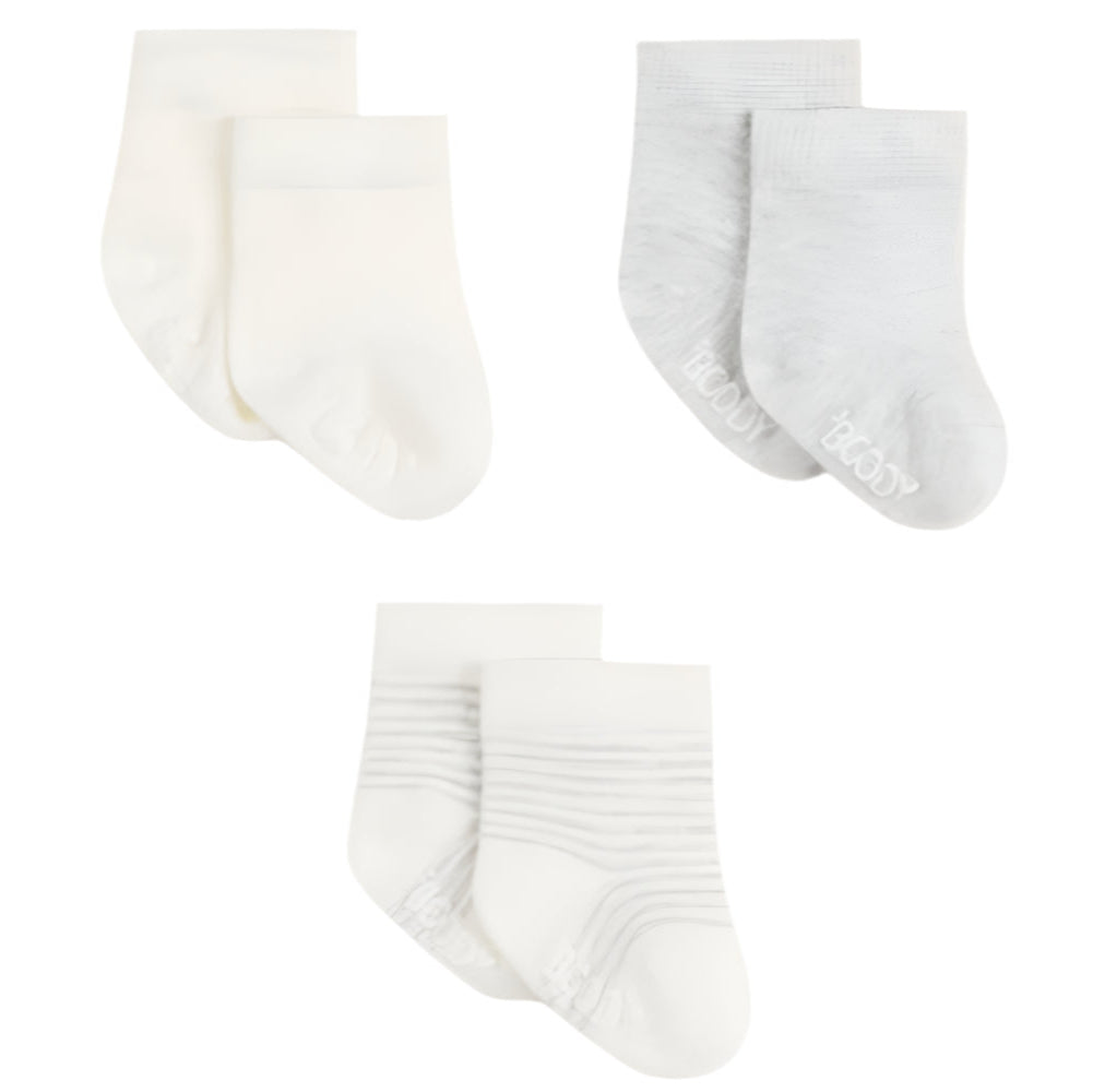 Boody Baby Socks - Heather Grey/Natural - 3 pk