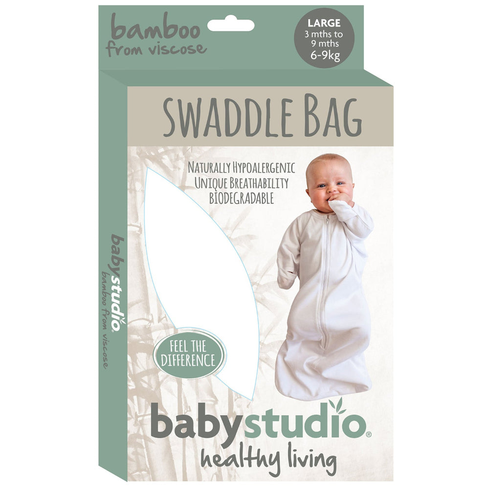 Baby Studio Bamboo Swaddle Bag - 3-9 mths - Bright White