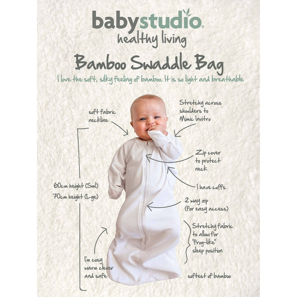 Baby Studio Bamboo Swaddle Bag - 3-9 mths - Bright White