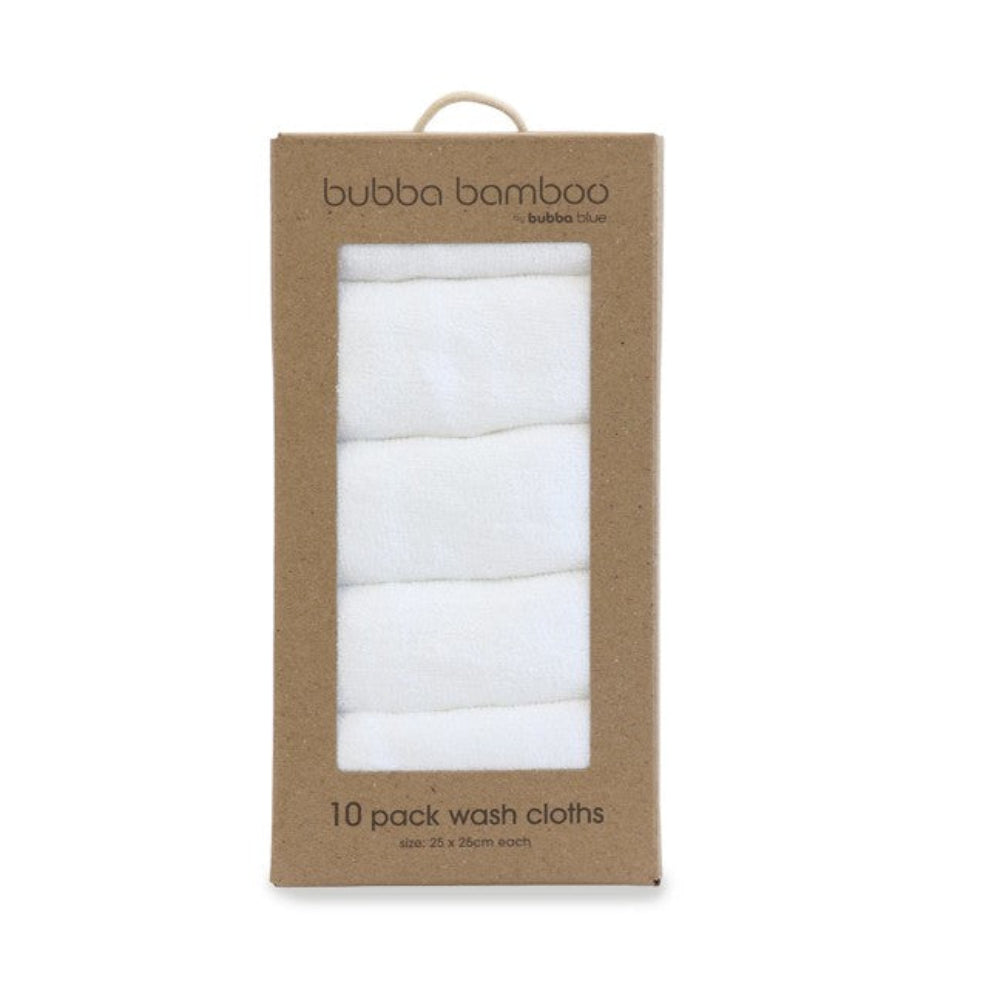 Bubba Blue White Bamboo Face Washers - 10 pk