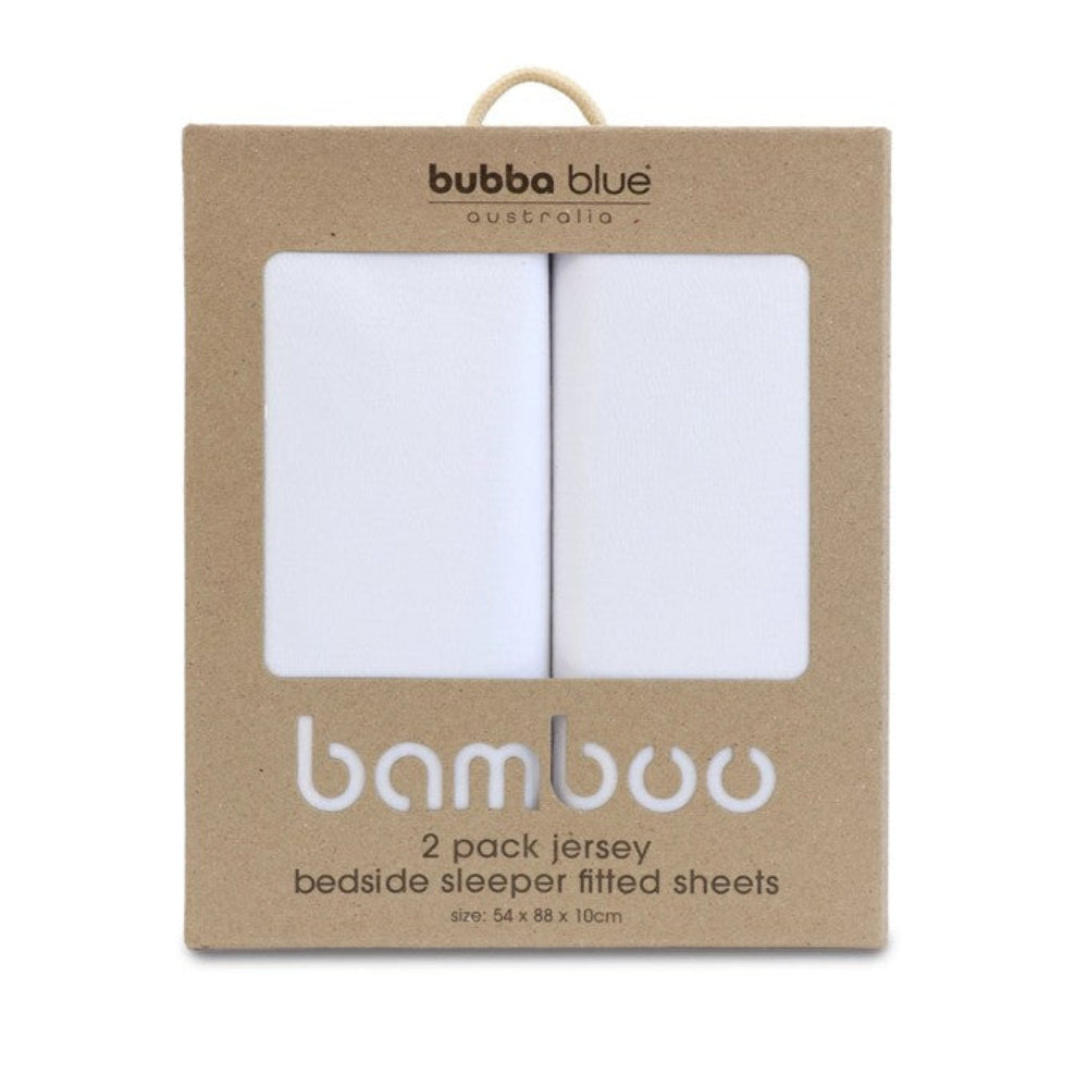 Bubba Blue White Bamboo Jersey Bedside Sleeper Sheet - 2 pk