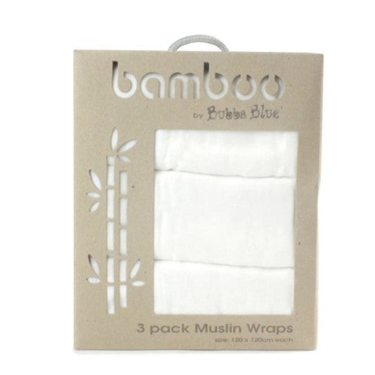 Bubba Blue White Bamboo 3 pk Muslin Swaddles