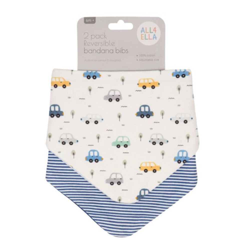 All4Ella Reversible Bandana Bibs - 2 pk - Beep Beep