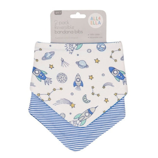 All4Ella Reversible Bandana Bibs - 2 pk - Blast Off