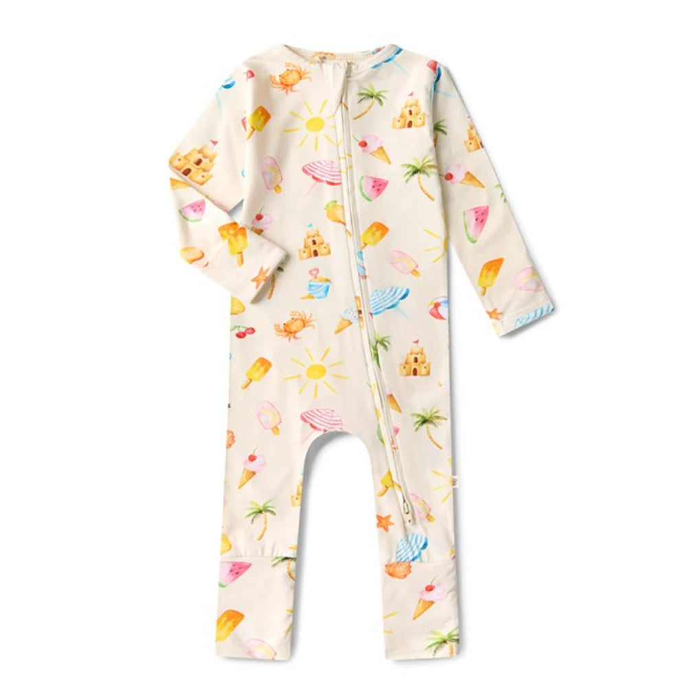 Snuggle Hunny Organic Snugglesuit Convertible Romper - Beach Fun