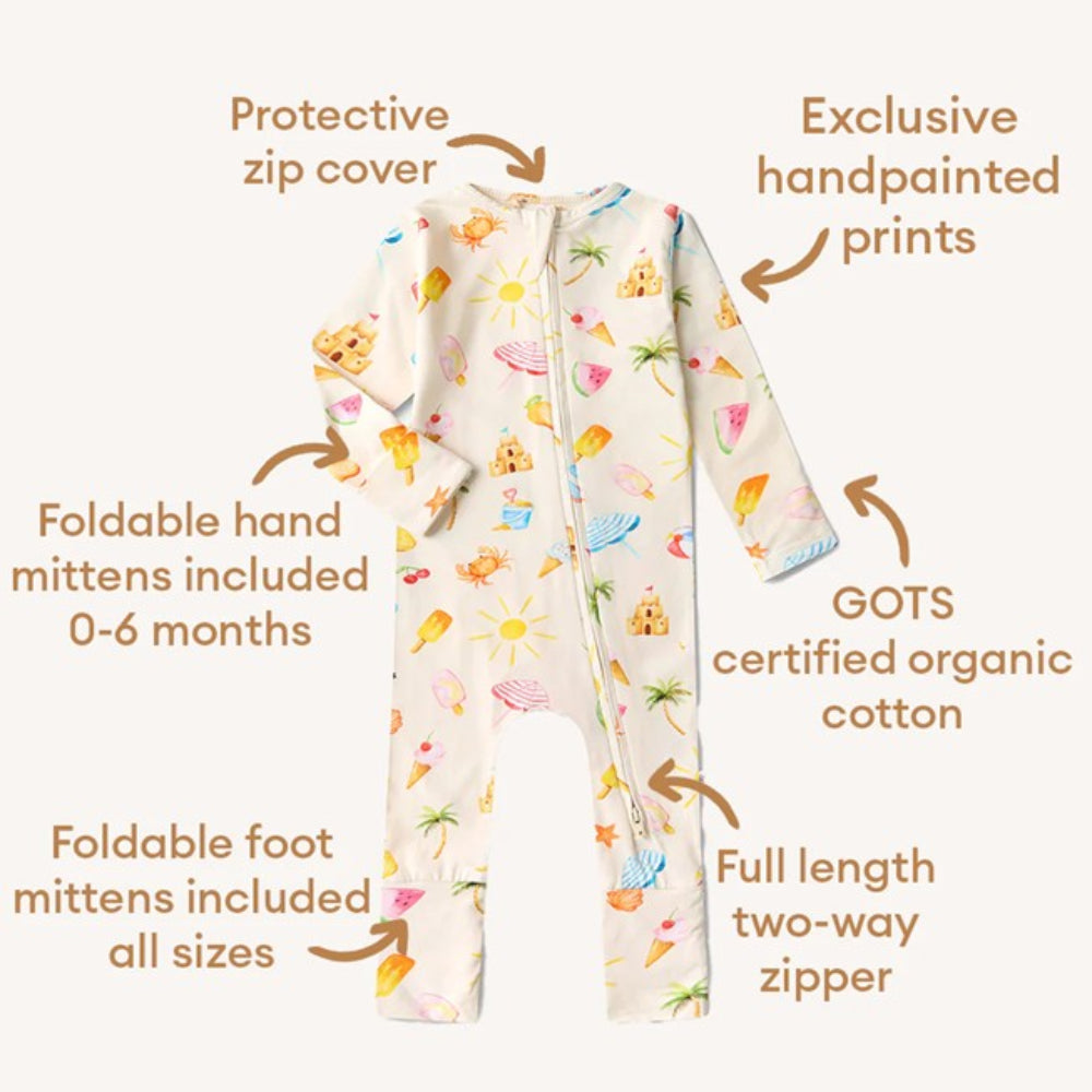 Snuggle Hunny Organic Snugglesuit Convertible Romper - Beach Fun