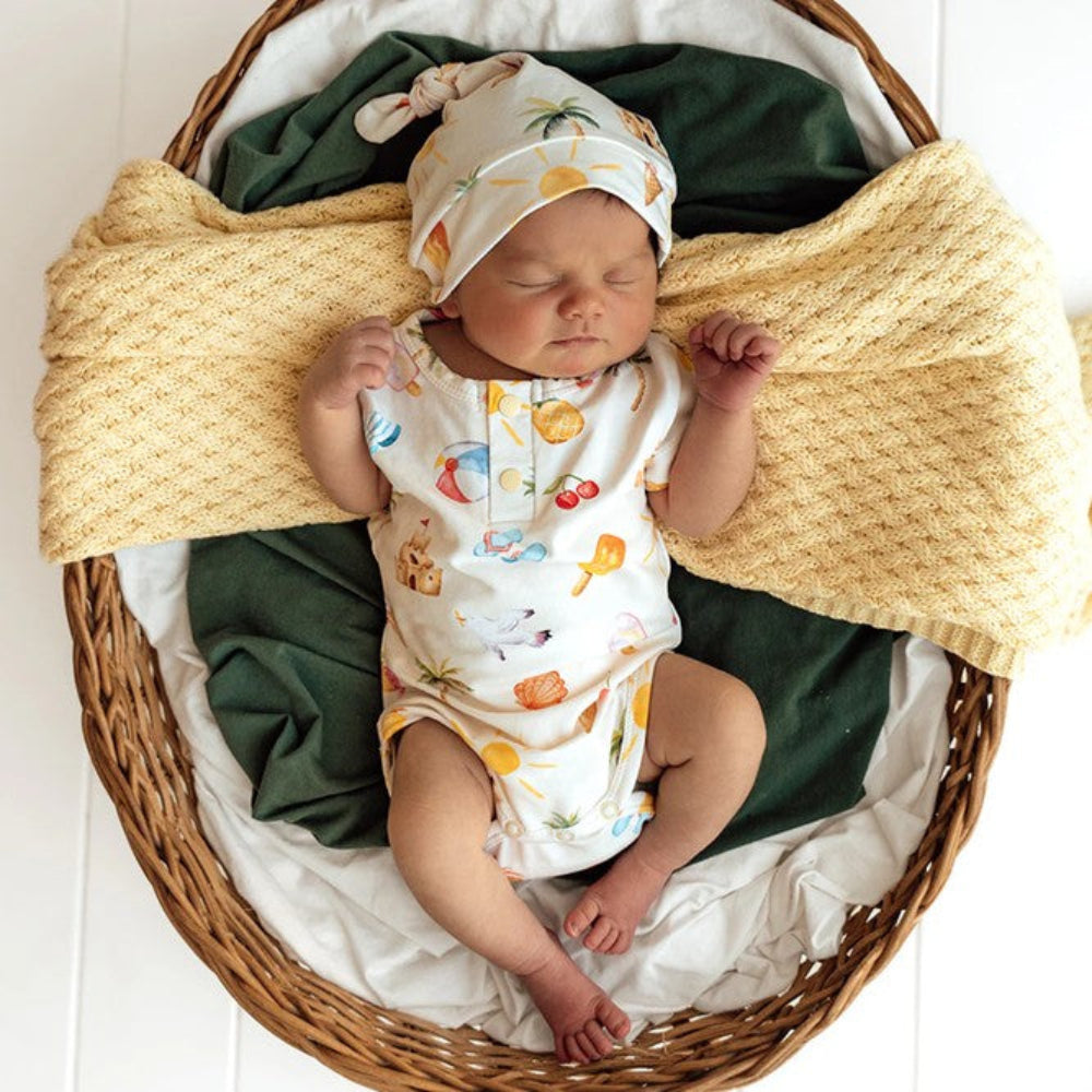 Snuggle Hunny Organic Short Sleeve Bodysuit - Beach Fun