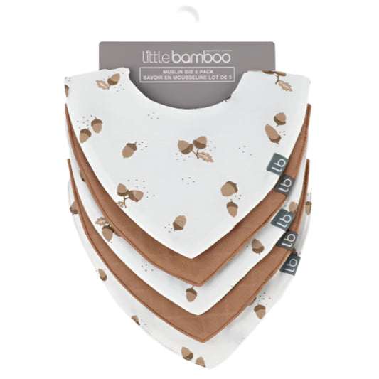 Little Bamboo Muslin Bib 5 pk - Iced Coffee