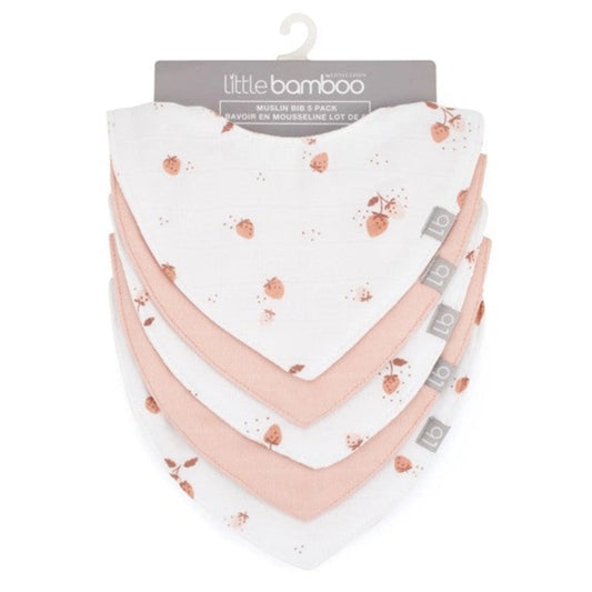 Little Bamboo Muslin Bib 5 pk - Dusty Rose