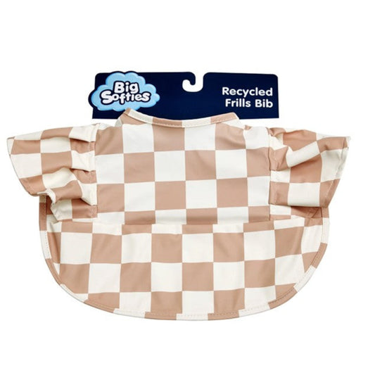 Big Softies Recylced Frill Bib - Brown Check